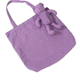 Plaid Nylon Bear Charm Eco Totes