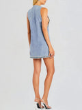 Aria Crystal Trim Plunge Neck Mini Denim Dress
