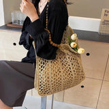 Matilda Bohemian Beads Handle Straw Bag