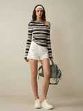 Colette One-Shoulder Stripe Knit Top