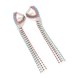 Jumbo Rainbow Ribbon Rhinestone Earrings