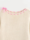 Lucy Pink Bow Trim Sweater