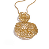 Helena Flower Petal Disk Pendant Necklace