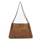 Faux Suede Braided Chain Strap Bag