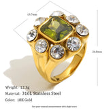 Green Zircon Flower Cocktail Ring