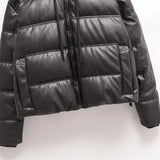 Jaden Faux Leather Hooded Puffer Jacket