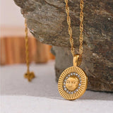 Golden Soleil CZ Medallion Necklace