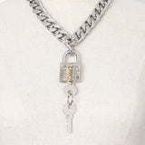Punk Padlock and Key Chunky Chain Choker Necklace
