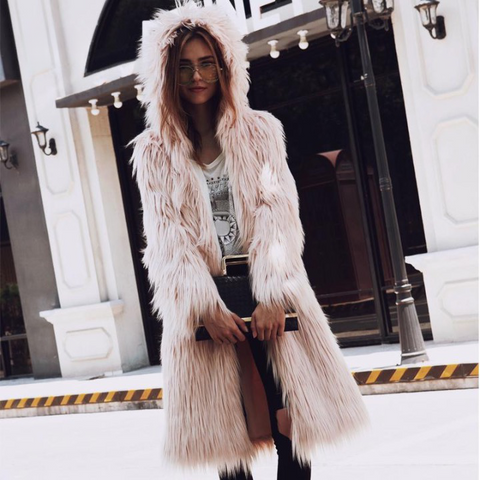 White faux fur hooded coat sales