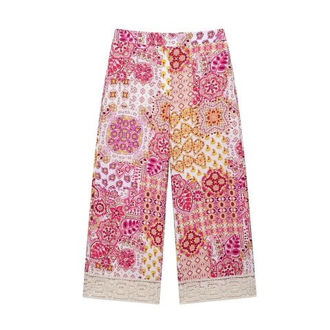 Shiovani Pink Floral Cropped Pants