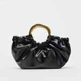 Sia Ruched Glossy Top Handle Tote