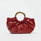Sia Ruched Glossy Top Handle Tote