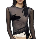 Sia Sheer Graphic Mesh Tissue Top