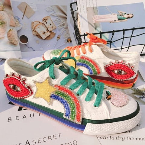 Sibilla Embellished Canvas Sneakers watereverysunday