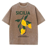 Sicilia Lemons Graphic Vintage Wash T-Shirts