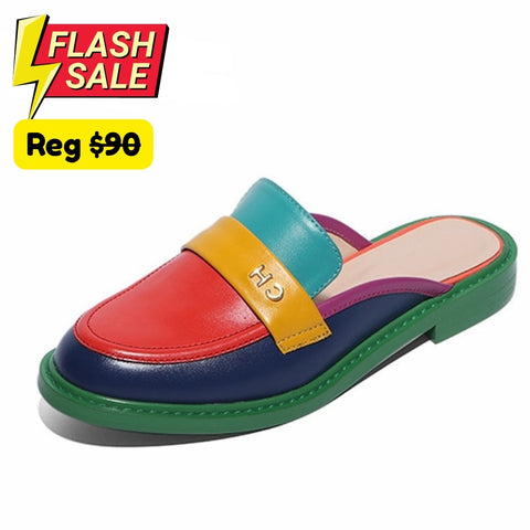 Sidney Multi Color Block Genuine Leather Slide - 37(US 65.) / 40 (US 8) - SALE