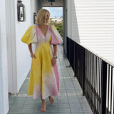 Sidonie Ombre Puff Sleeve Maxi Dress watereverysunday
