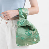 Silk Leaf Embroidery Japanese Knot Wrist Bags - 4 Colors watereverysunday