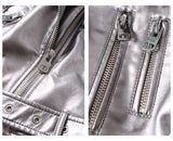 Silver Leather Biker Jacket watereverysunday