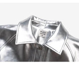Silver Patent Faux Leather Boxy Jacket watereverysunday