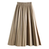 Simone Pleated Faux Leather Midi Skirt
