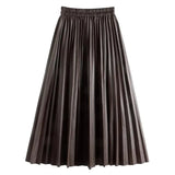 Simone Pleated Faux Leather Midi Skirt