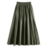 Simone Pleated Faux Leather Midi Skirt