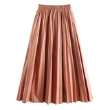 Simone Pleated Faux Leather Midi Skirt