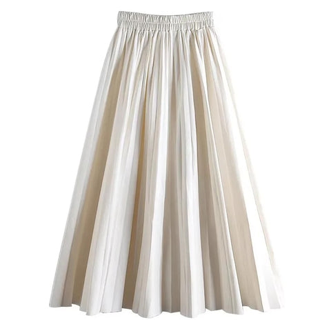 Simone Pleated Faux Leather Midi Skirt