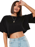 Simple Crop Top T-Shirts - Black or White watereverysunday