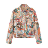 Sioban Peacock Print Jacquard Bomber Jacket