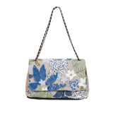 Siya Floral Sequin Burlap Chain Shoulder Flap Bags - 7 Styles watereverysunday