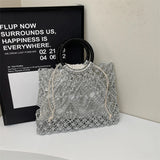 Sofia Metallic Woven Ring Handle Bag