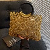 Sofia Metallic Woven Ring Handle Bag