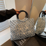 Sofia Metallic Woven Ring Handle Bag