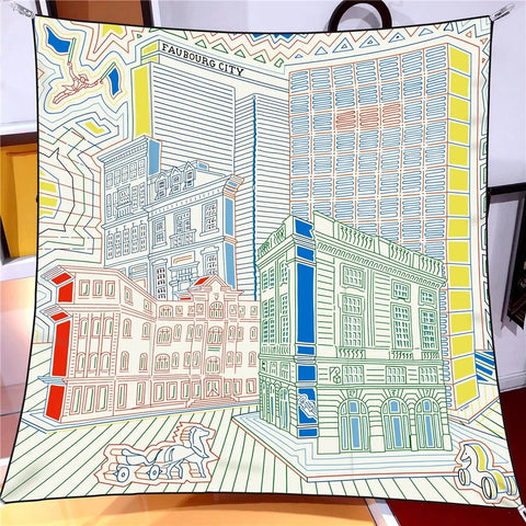 Solana Twill Silk Cityscape Scarf
