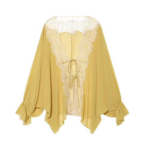 Solene Lace Trim Robe Blouse