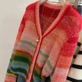 Sombre Rainbow Stripe Knit Cardigan