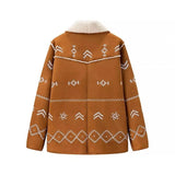 Sonya Tribal-Pattern Faux Shearling Jacket