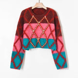 Sophia Lattice Embellished Cropped Sweater - 2 Colors watereverysunday