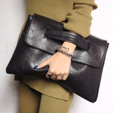 Square Faux Leather Wrist Handle Envelope Clutches - 9 Colors watereverysunday