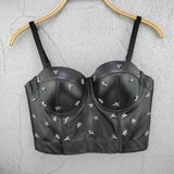 Star Studded Faux Leather Bra Top watereverysunday