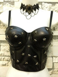 Star Studded Faux Leather Bra Top watereverysunday