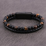 Stone Beads & Braid Leather Bracelet watereverysunday