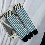 Striped Split Toes Ankle Socks watereverysunday