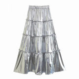 Sylvie Metallic Tiered Maxi Skirt