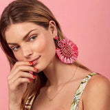 Wella Bohemian Straw Fan Tassel Earrings