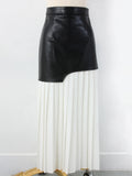 Tami Pleated Skirt with Faux Leather Patchwork - 2 Colors watereverysunday