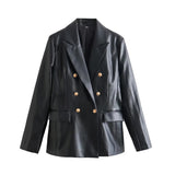 Tanya Double Breasted Faux Leather Blazer