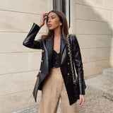 Tanya Double Breasted Faux Leather Blazer